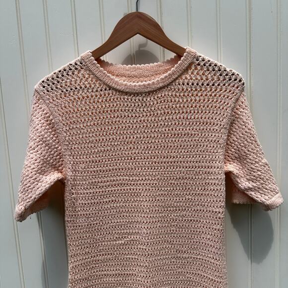 Lauren Manoogian Crocheted Cotton-Blend Midi Dress Petal Peach Pink Size 1 Small - Picture 6 of 16